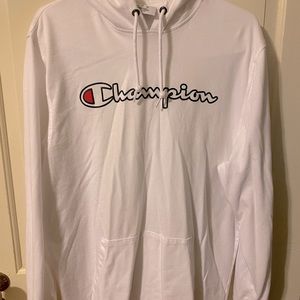 White Champion hooded tee-L
